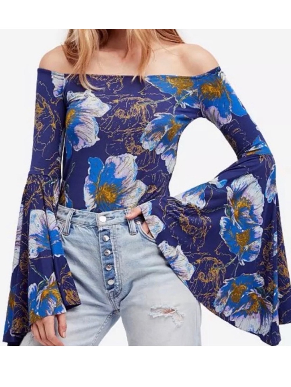 Free people birds of paradise bell sleeve top